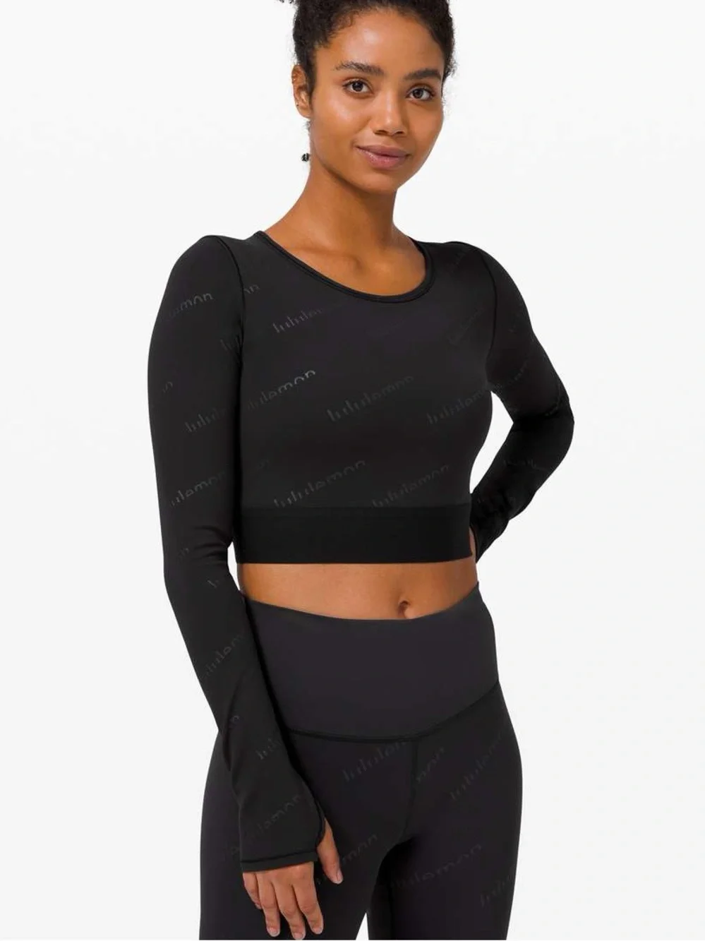Lululemon Wunder Train Cropped Long Sleeve *Special Edition in Black - S/M